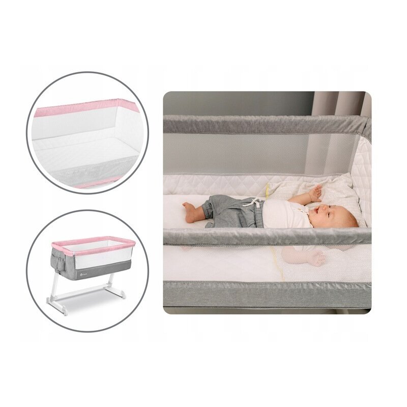 Lionelo - Patut co-sleeper Theo Magnolia 2 in 1, 90x50 cm, Roz image 26