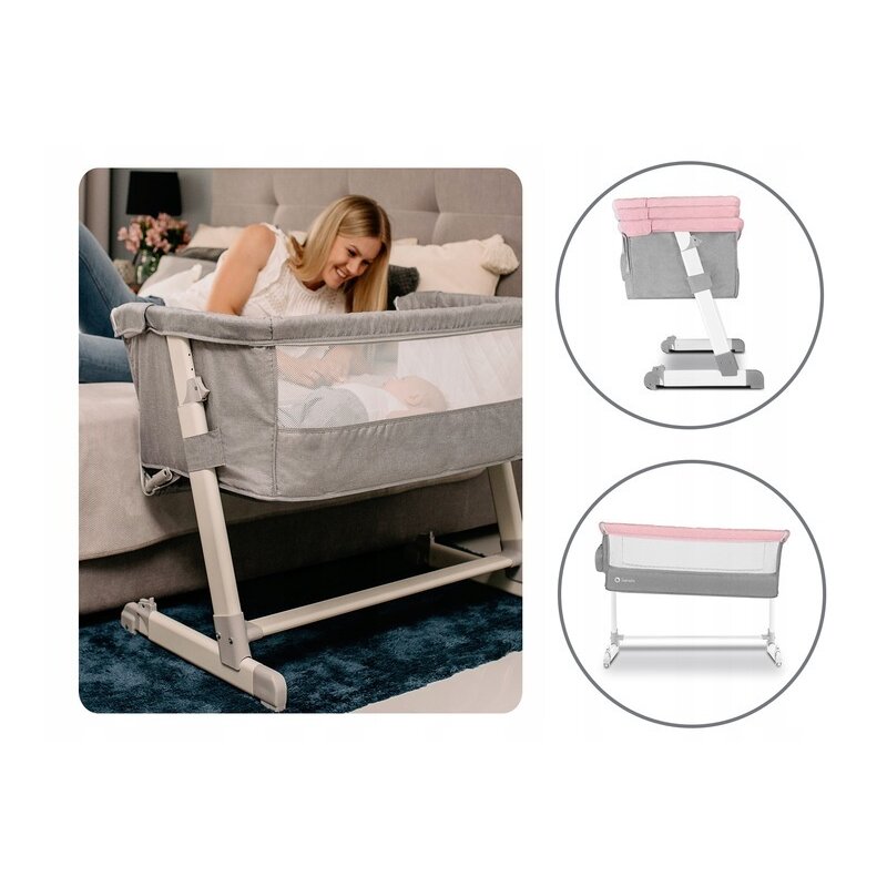 Lionelo - Patut co-sleeper Theo Magnolia 2 in 1, 90x50 cm, Roz image 27