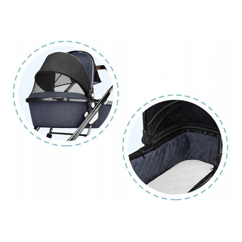 Lionelo - Carucior 2 in 1 Mari, Cu landou cu salteluta si sac de picioare, Cu geanta pentru mamici, Cu plasa de tantari, Cu sezut reversibil, Gri image 35