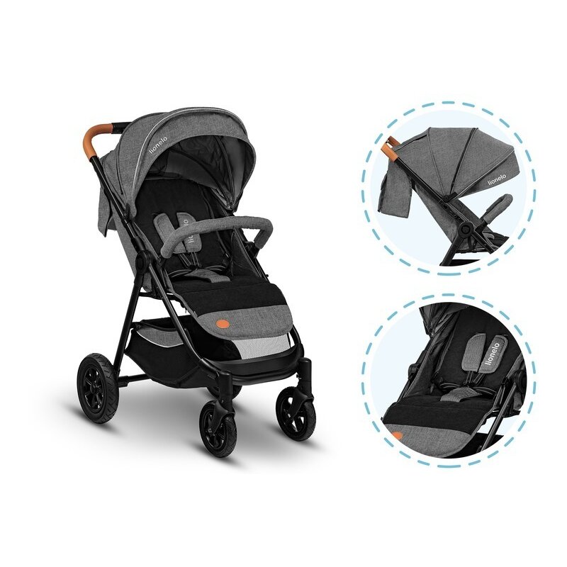 Lionelo - Carucior sport Bell, De la nastere, Cu accesorii, 0-22 kg, Gri image 8