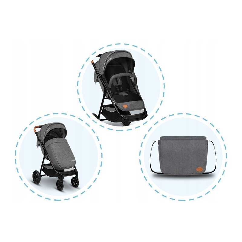 Lionelo - Carucior sport Bell, De la nastere, Cu accesorii, 0-22 kg, Gri image 18
