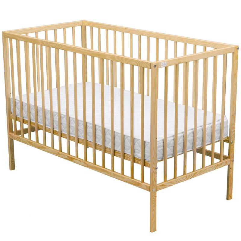BabyNeeds - Patut din lemn Maks 120x60 cm, Natur + Saltea 10 cm image 6