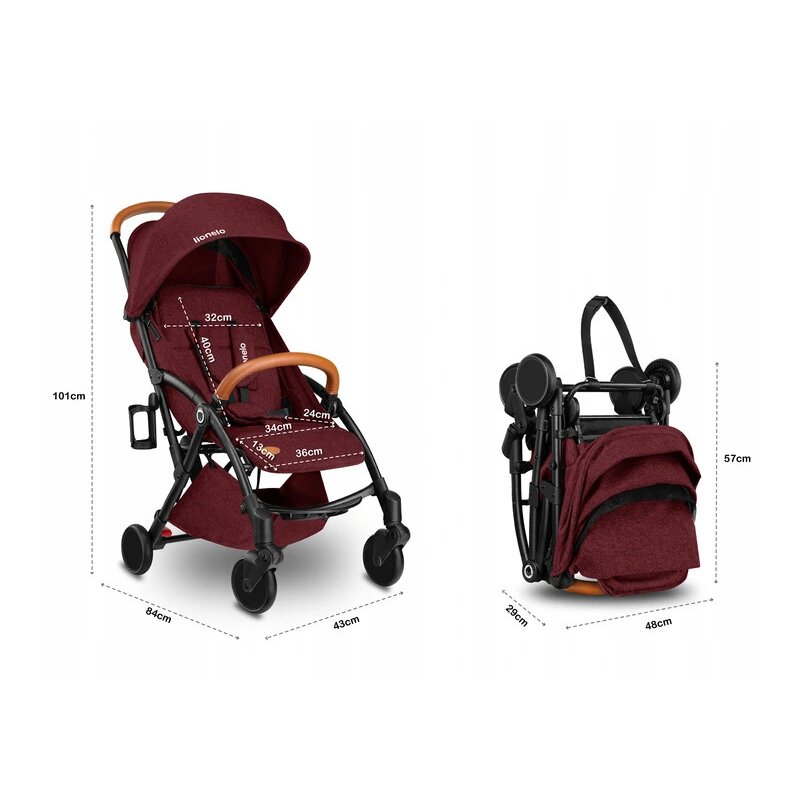 Lionelo - Carucior sport Julie, De la nastere, Cu accesorii, Cadru din aluminiu, 0-15 kg, Rosu image 2