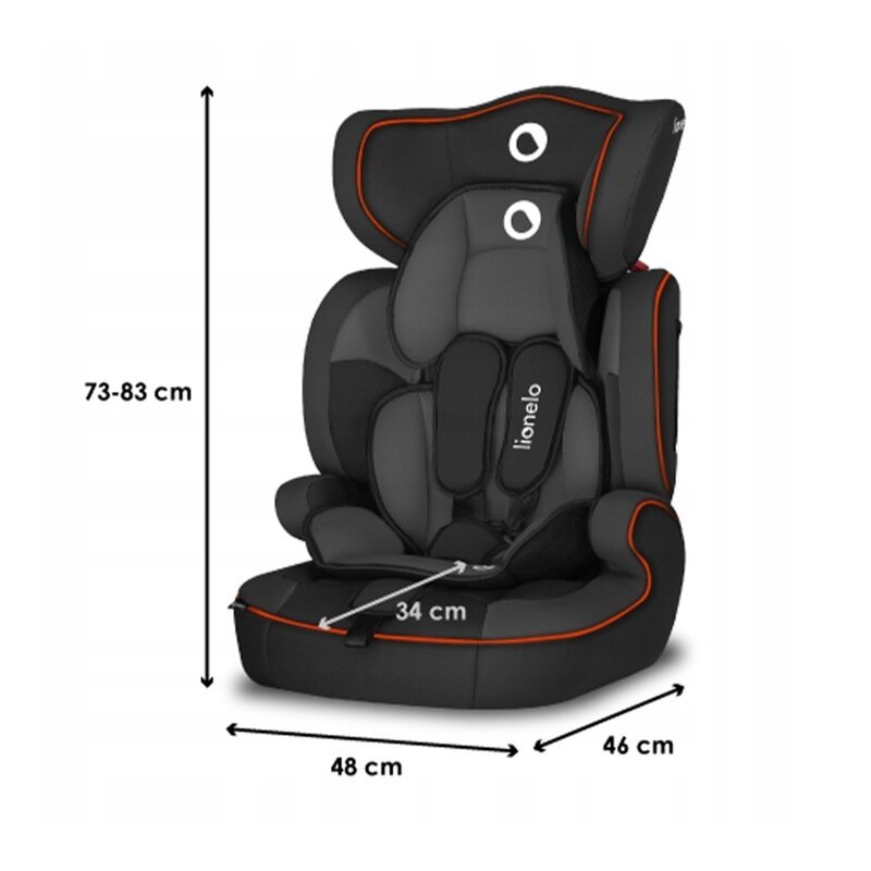 Lionelo - Scaun auto Levi One Sporty Spatar detasabil, 9-36 Kg, Negru image 2