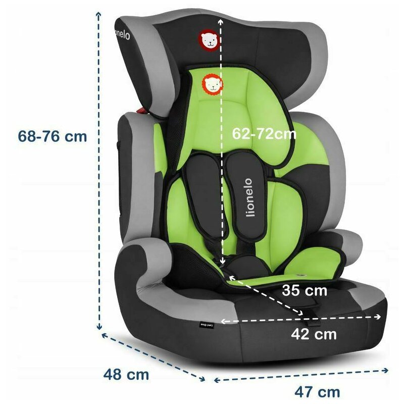 Lionelo - Scaun auto Levi One Lime Spatar detasabil, 9-36 Kg, Verde image 2