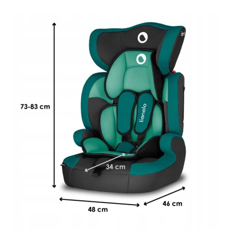 Lionelo - Scaun auto Levi One Lagoon Spatar detasabil, 9-36 Kg, Verde image 2