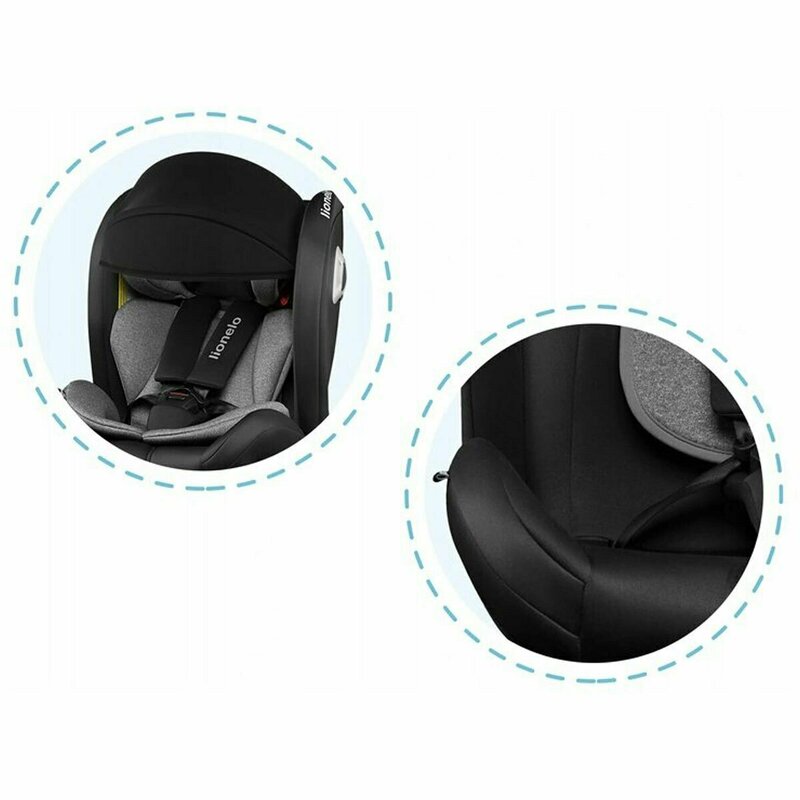 Lionelo - Scaun auto Bastiaan RWF Pozitie de somn, Protectie laterala, Rotire 360 grade, 0-36 Kg, cu Isofix, Negru image 16