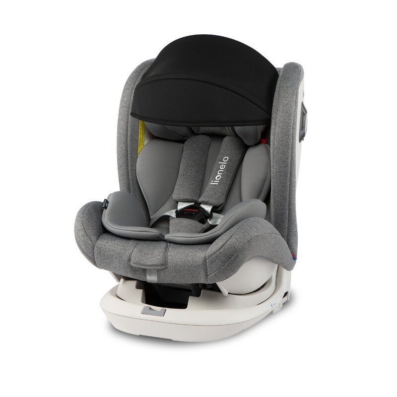 Lionelo - Scaun auto Bastiaan RWF Pozitie de somn, Protectie laterala, Rotire 360 grade, 0-36 Kg, cu Isofix, Gri