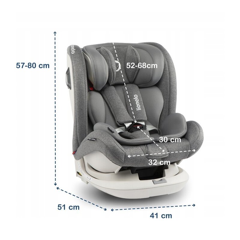 Lionelo - Scaun auto Bastiaan RWF Pozitie de somn, Protectie laterala, Rotire 360 grade, 0-36 Kg, cu Isofix, Gri image 2