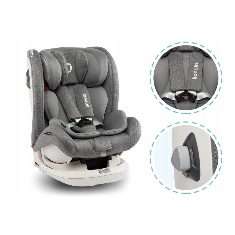 Lionelo - Scaun auto Bastiaan RWF Pozitie de somn, Protectie laterala, Rotire 360 grade, 0-36 Kg, cu Isofix, Gri image 14