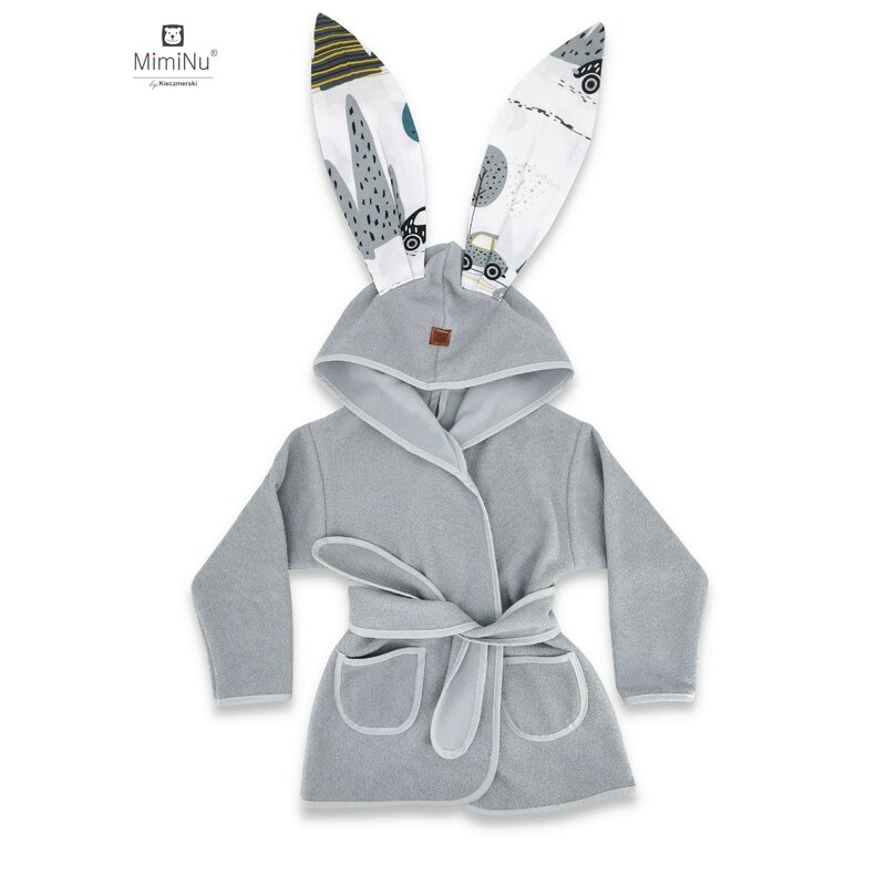 MimiNu - Halat de baie cu urechi, 6 - 24 luni, Grey/Childrens Journey grey