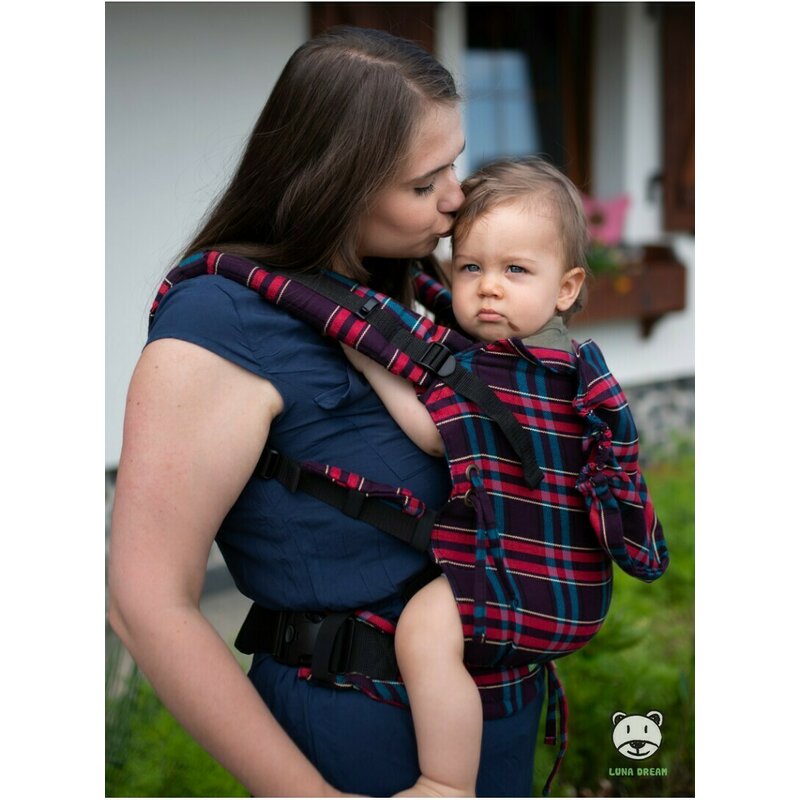 Luna Dream - Marsupiu ajustabil, 100% bumbac, Blueberry Tartan image 1