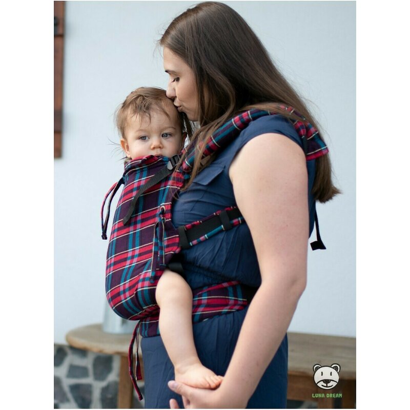 Luna Dream - Marsupiu ajustabil, 100% bumbac, Blueberry Tartan image 2
