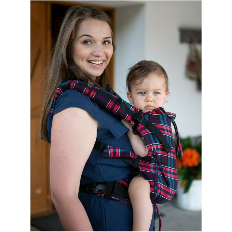 Luna Dream - Marsupiu ajustabil, 100% bumbac, Blueberry Tartan image 5