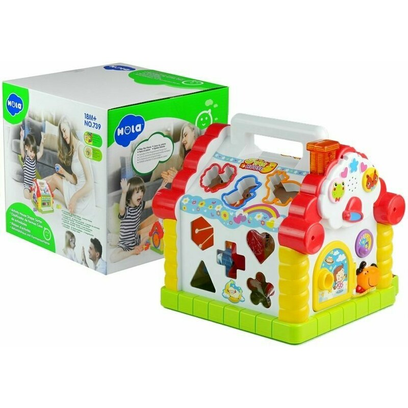 Hola Toys - Casuta educativa, Happy House, Cu sortator si pian image 8