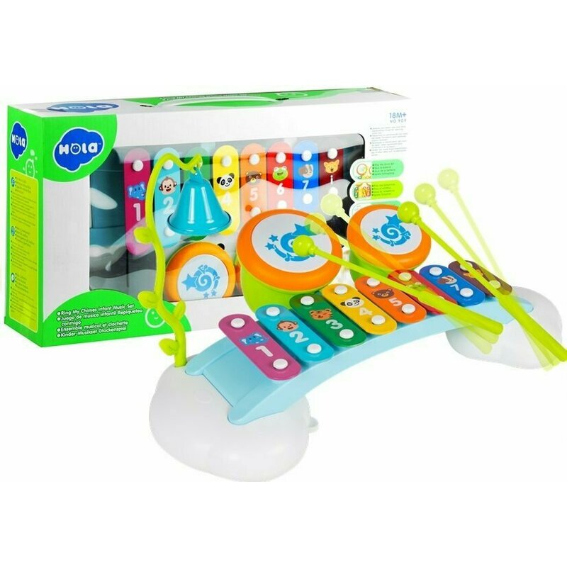 Hola Toys - Jucarie bebelusi, Xilofon, cu doua tobe