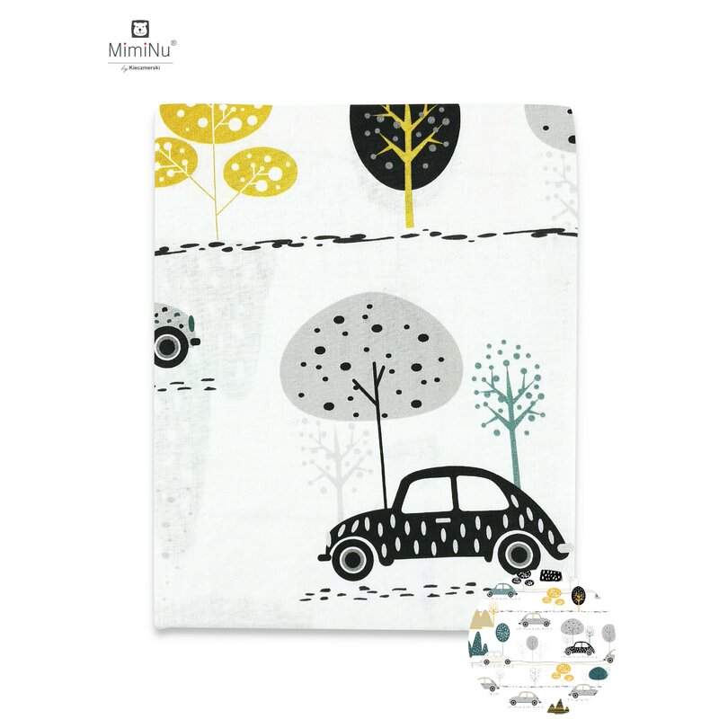 MimiNu - Cearceaf cu elastic pentru patut 120X60 cm, Din bumbac, Childrens Journey Grey image 2