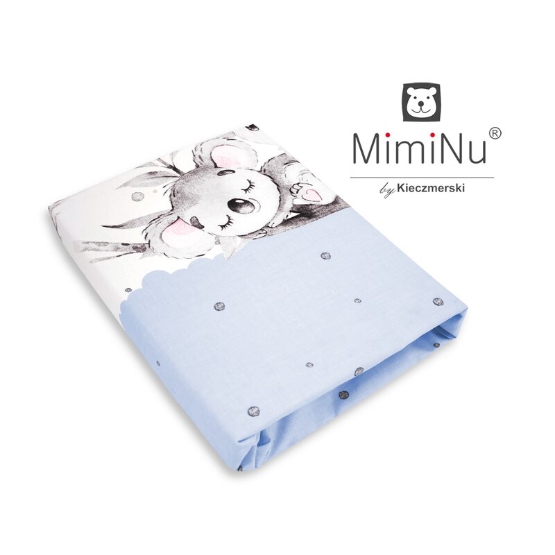 MimiNu - Cearceaf cu elastic pentru patut 120X60 cm, Din bumbac, Koala Blue image 1