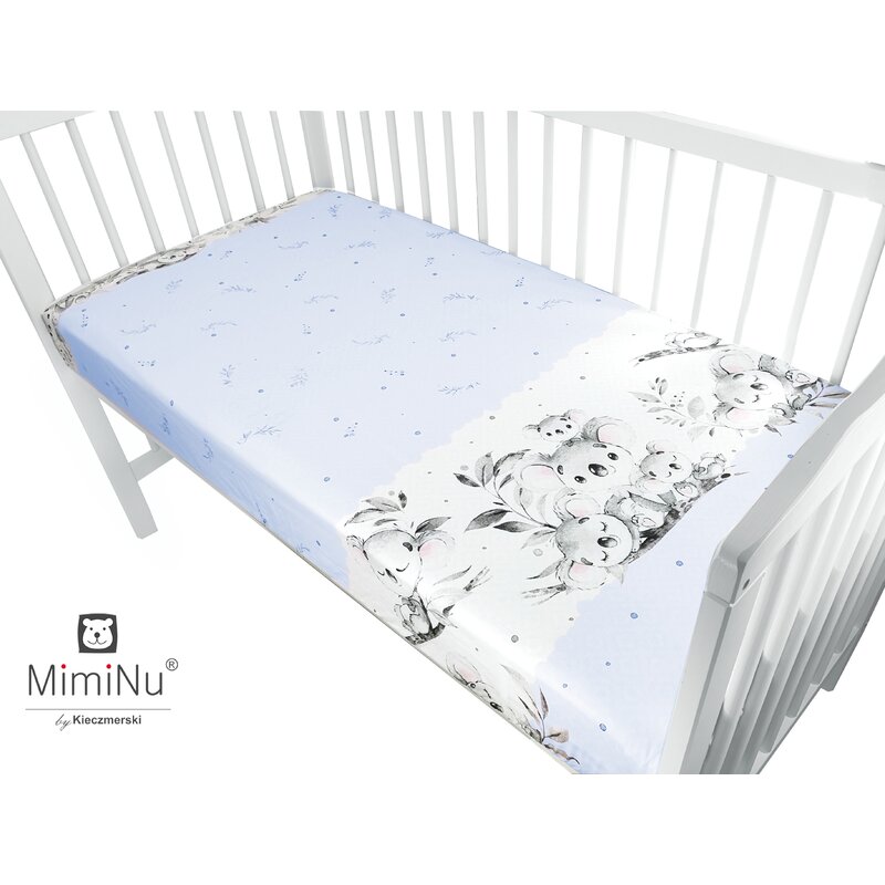 MimiNu - Cearceaf cu elastic pentru patut 120X60 cm, Din bumbac, Koala Blue image 2