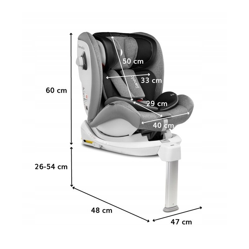 Lionelo - Scaun auto Braam Stone Pozitie de somn, Protectie laterala, Rotire 360 grade, 0-36 Kg, cu Isofix, Gri image 2