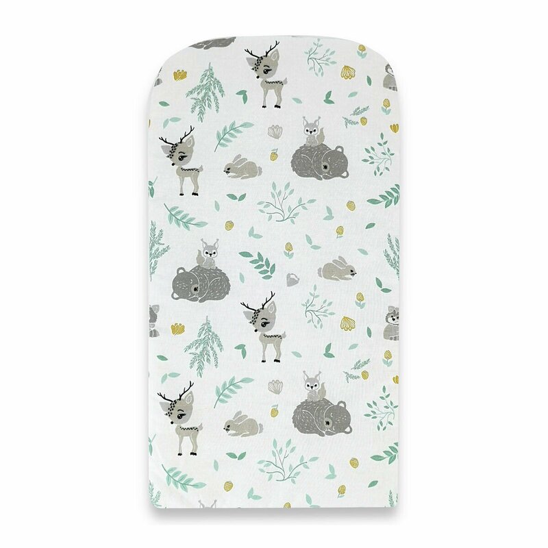 MimiNu - Set 4 in 1 Cosulet bebelus Baby Cocoon 90x50 cm, 1 perna, 1 paturica si o saltea cu doua fete, Forest friends Grey/Mint image 5