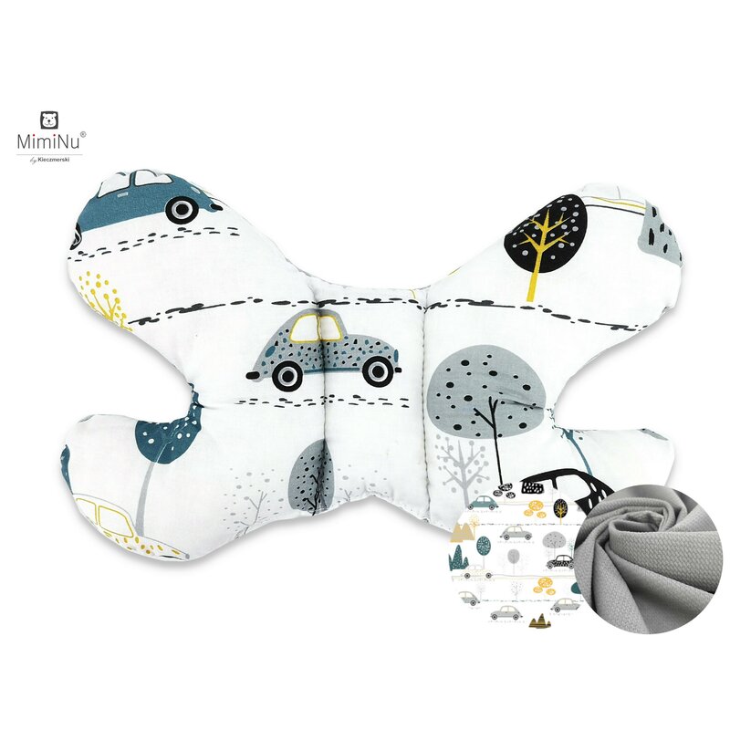 MimiNu - Set 4 in 1 Cosulet bebelus Baby Cocoon 90x50 cm, 1 perna, 1 paturica si o saltea cu doua fete, Childrens Journey Grey image 4