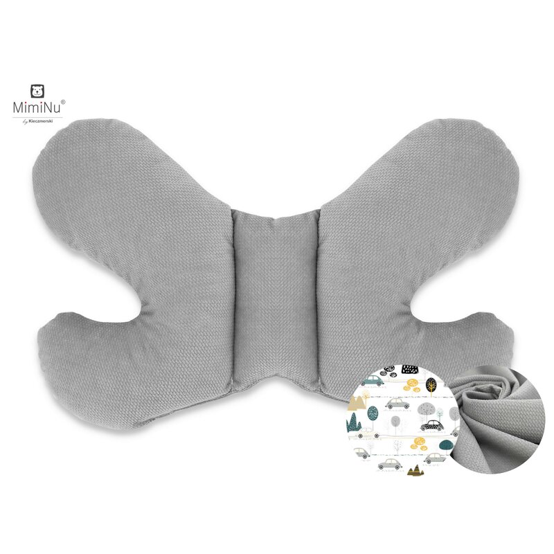 MimiNu - Set 4 in 1 Cosulet bebelus Baby Cocoon 90x50 cm, 1 perna, 1 paturica si o saltea cu doua fete, Childrens Journey Grey image 5