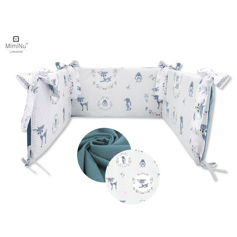 MimiNu - Aparatoare patut cu fermoar 120X60 cm, Velvet Deer Dark Mint