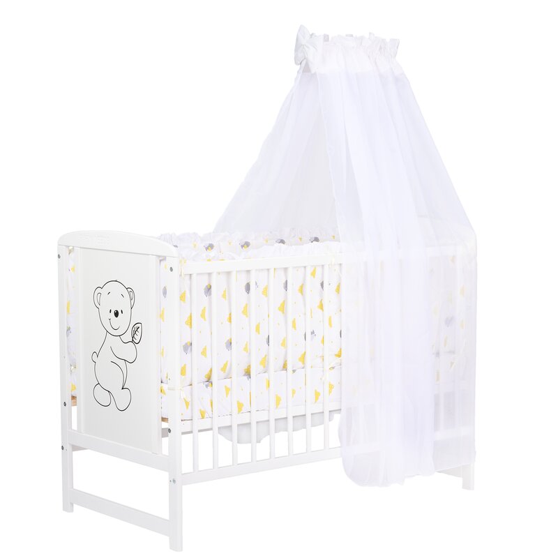 Babyneeds - Baldachin din voal, Pentru patut 120x60 cm, Alb cu fundita