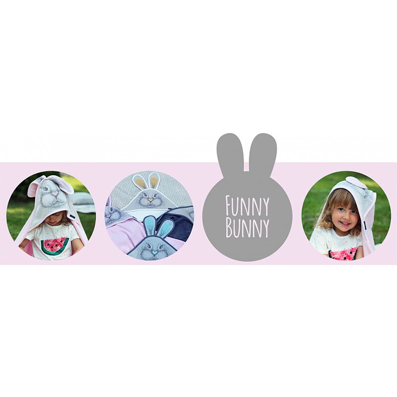 Qmini - Prosop din bambus cu gluga cu urechi, 85x85 cm, Rabbit Mint image 2