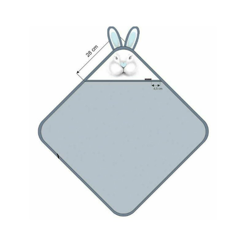 Qmini - Prosop din bambus cu gluga cu urechi, 85x85 cm, Rabbit Mint image 3