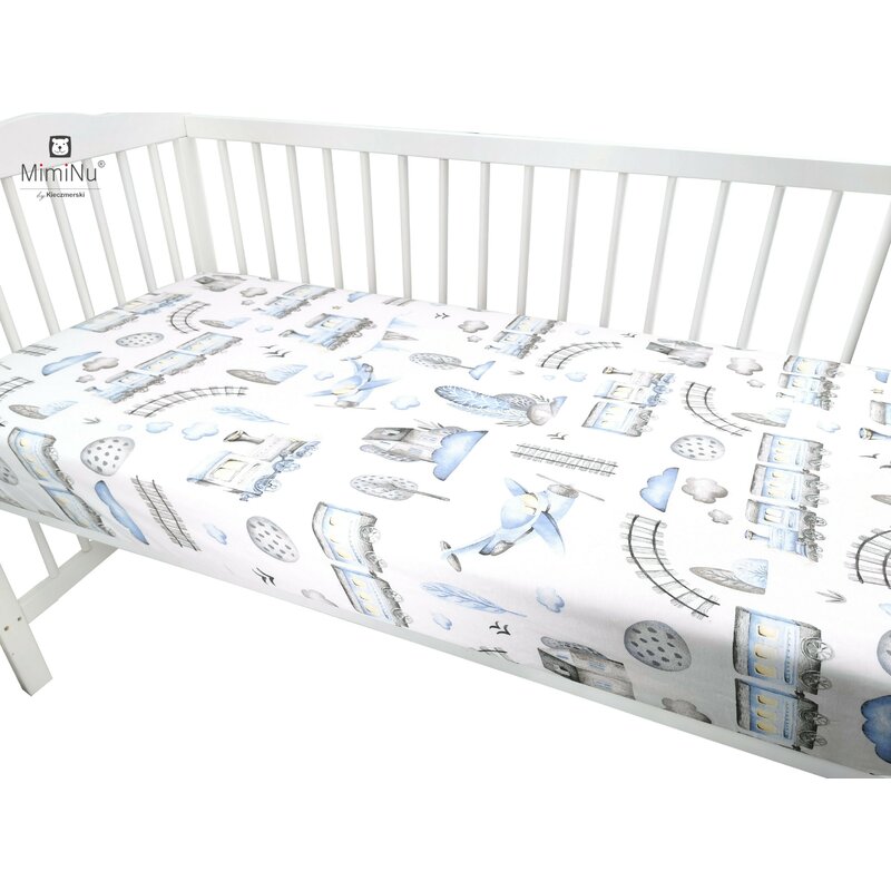 MimiNu - Cearceaf cu elastic pentru patut 120X60 cm, Din bumbac, Boys World image 2