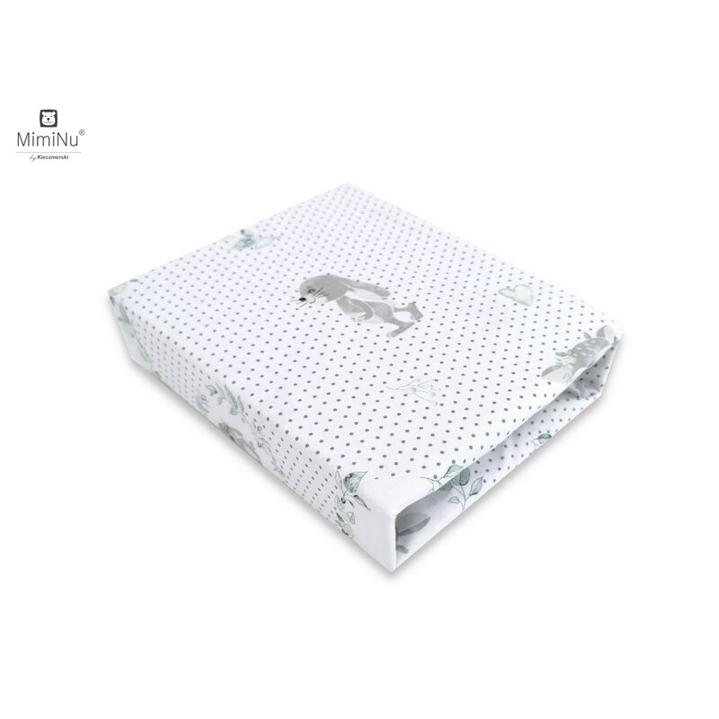 MimiNu - Cearceaf cu elastic pentru patut 120X60 cm, Din bumbac, Deer Grey image 1