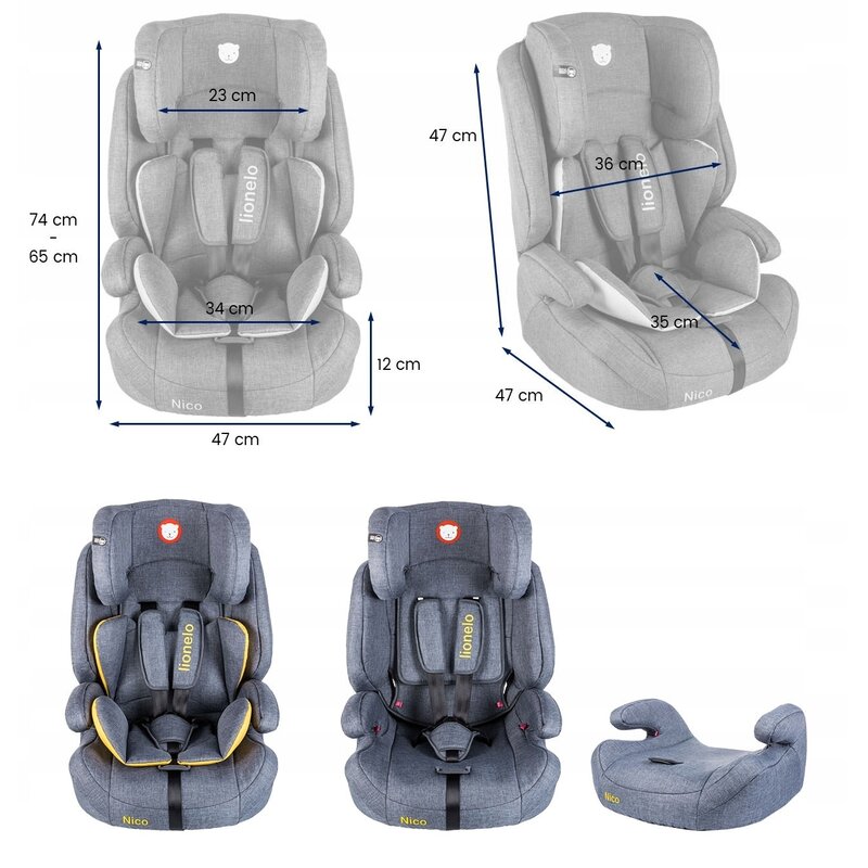 Lionelo - Scaun auto Nico Spatar detasabil, Protectie laterala, 9-36 Kg, Negru image 2