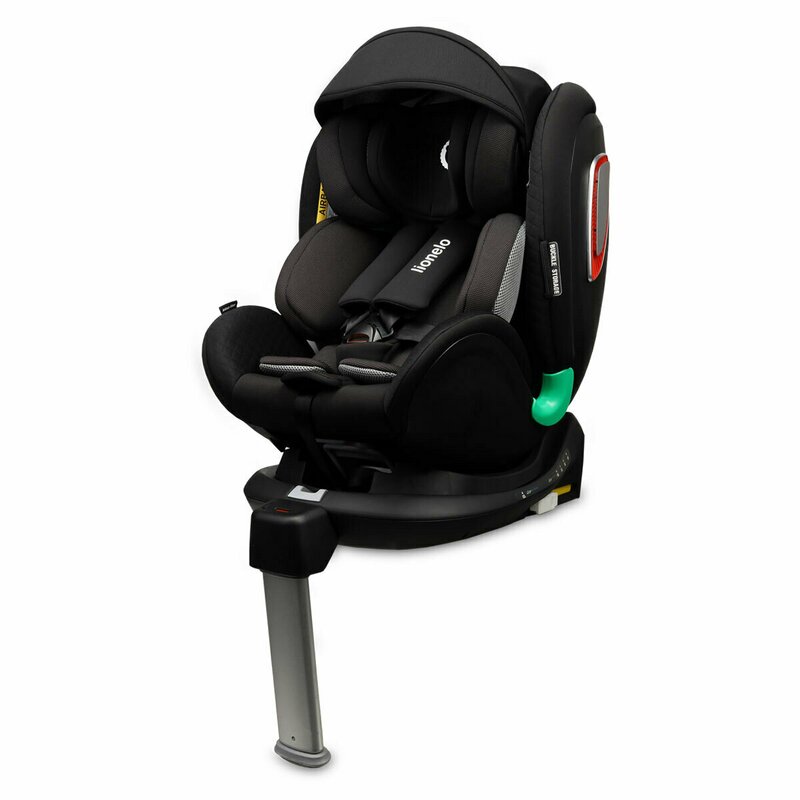 Lionelo - Scaun auto i-Size Antoon RWF Carbon Pozitie de somn, Protectie laterala, Rotire 360 grade, 0-18 Kg, cu Isofix, Negru