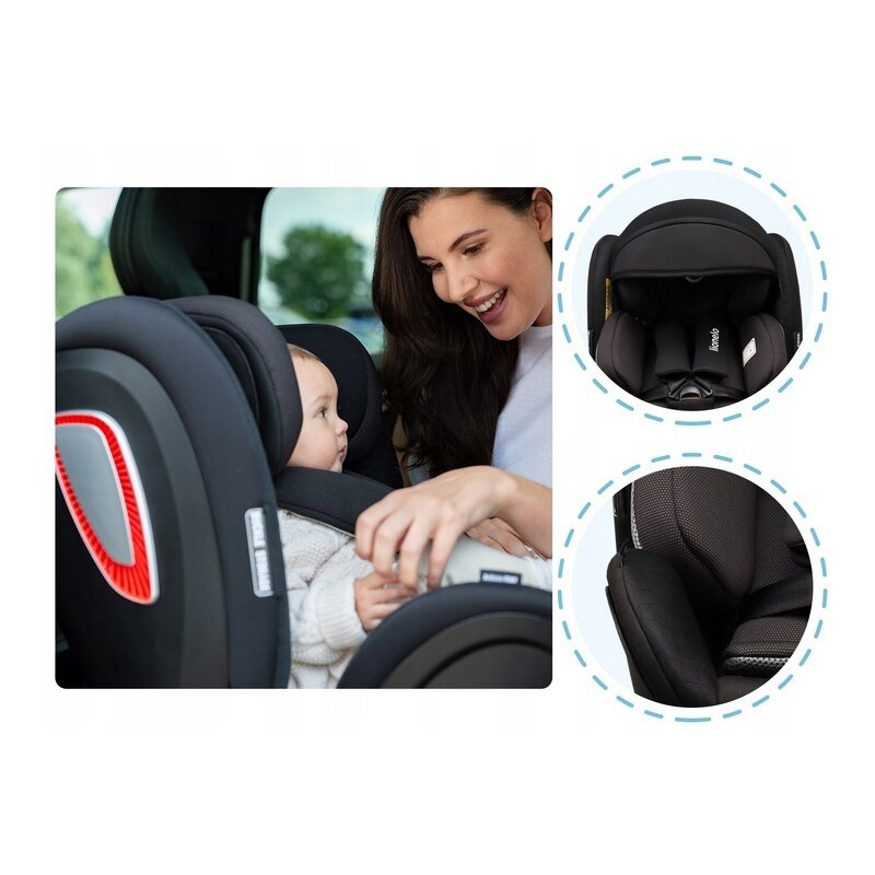 Lionelo - Scaun auto i-Size Antoon RWF Carbon Pozitie de somn, Protectie laterala, Rotire 360 grade, 0-18 Kg, cu Isofix, Negru image 21