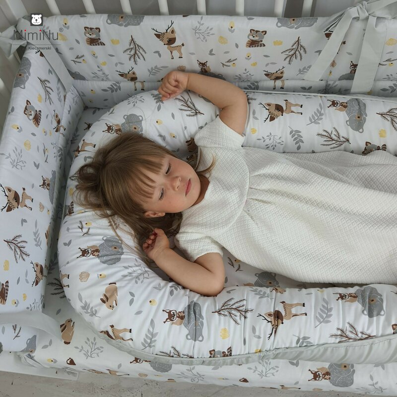 MimiNu - Cosulet bebelus pentru dormit, Baby Nest 105x66 cm, Lulu Rose/Grey image 3
