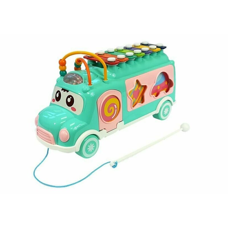 Huanger Toys - Jucarie autobuz, cu sortator si xilofon