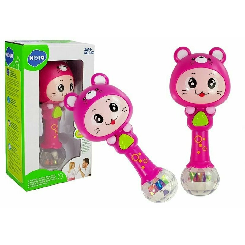 Hola Toys - Jucarie zornaitoare, cu lumini, sunete si melodii, Roz