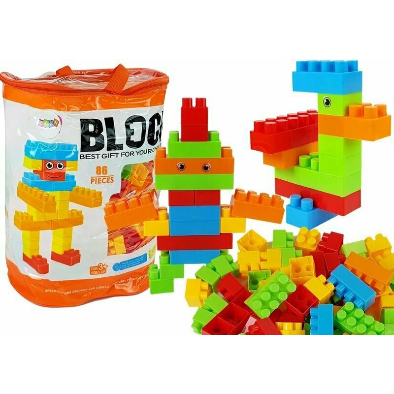 Lean toys - Blocuri de constructie, set 86 piese, cu plasa