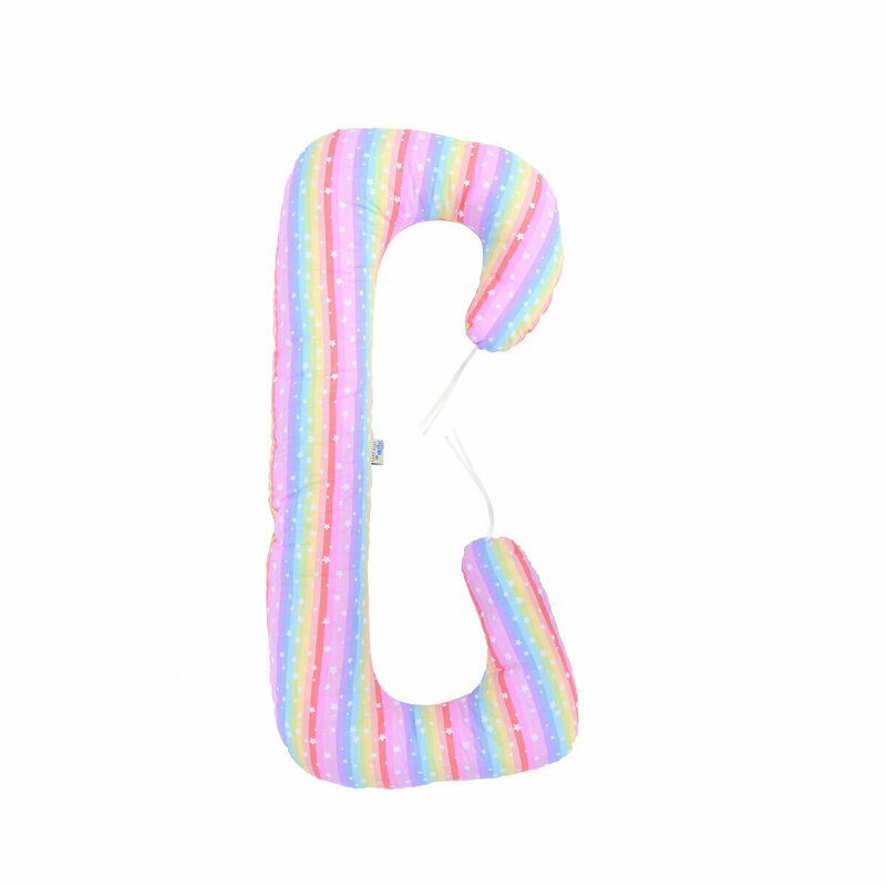 BabyNeeds - Perna 3 in 1 pentru gravide si bebelusi Soft, Cu husa din bumbac, Dungi multicolore image 1