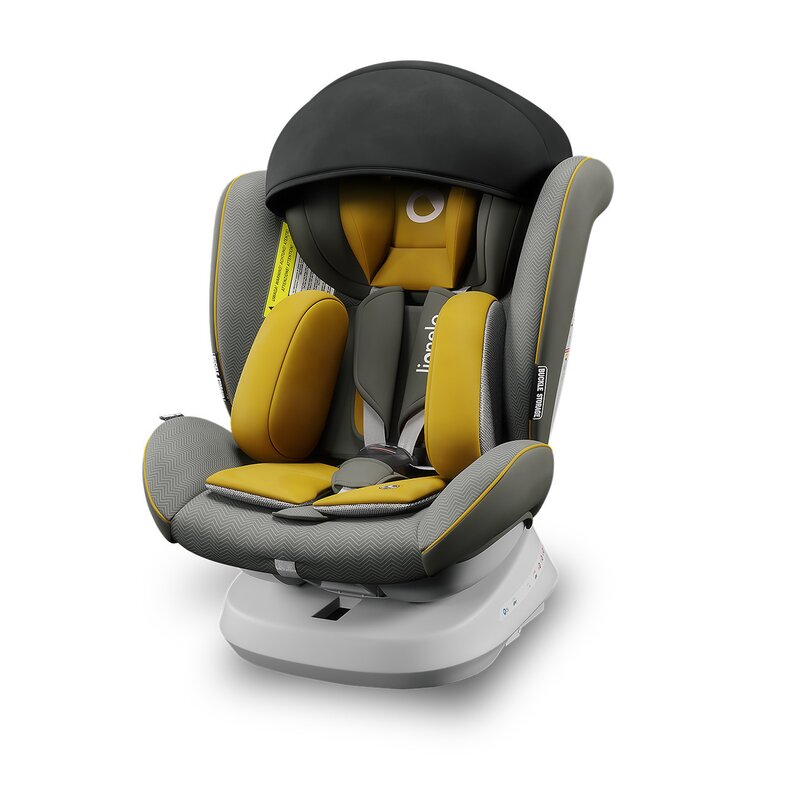 Lionelo - Scaun auto Bastiaan One Pozitie de somn, Protectie laterala, Rotire 360 grade, Top Tether, 0-36 Kg, cu Isofix, Galben