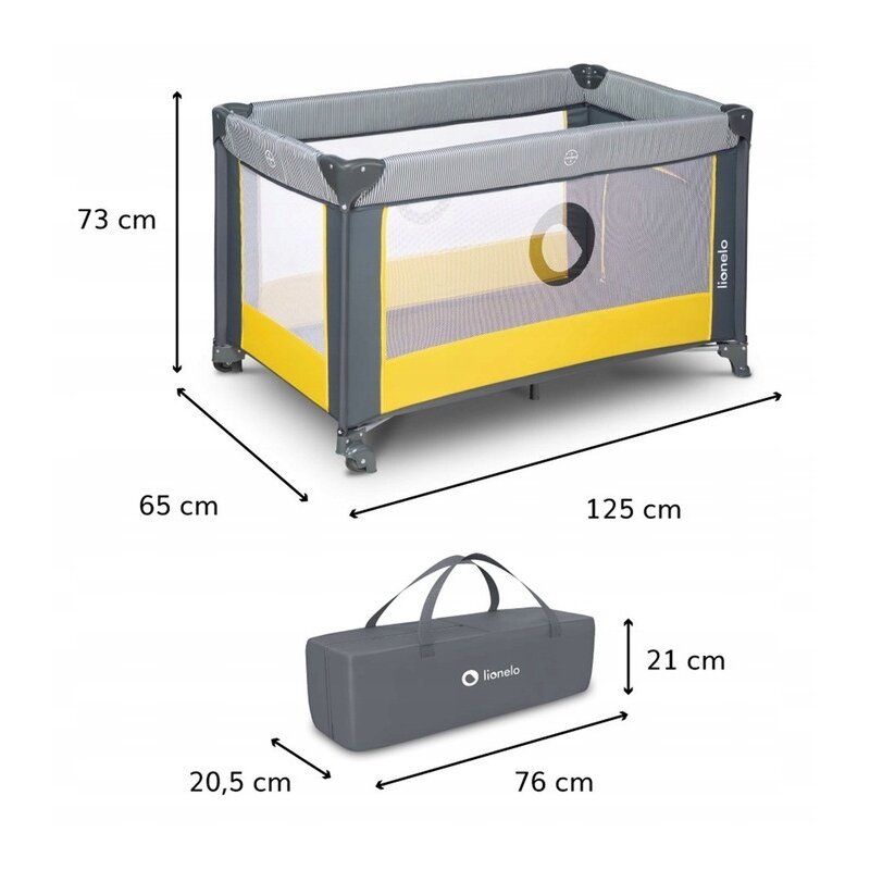 Lionelo - Patut pliant cu un nivel Stefi Lemon din Metal, Poliester, 120x60 cm, Galben image 2