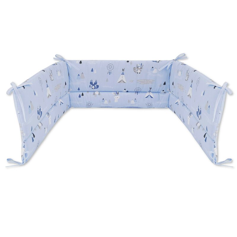 Qmini - Aparatoare pentru patut 120X60 cm, Din bumbac, Indian Blue image 1