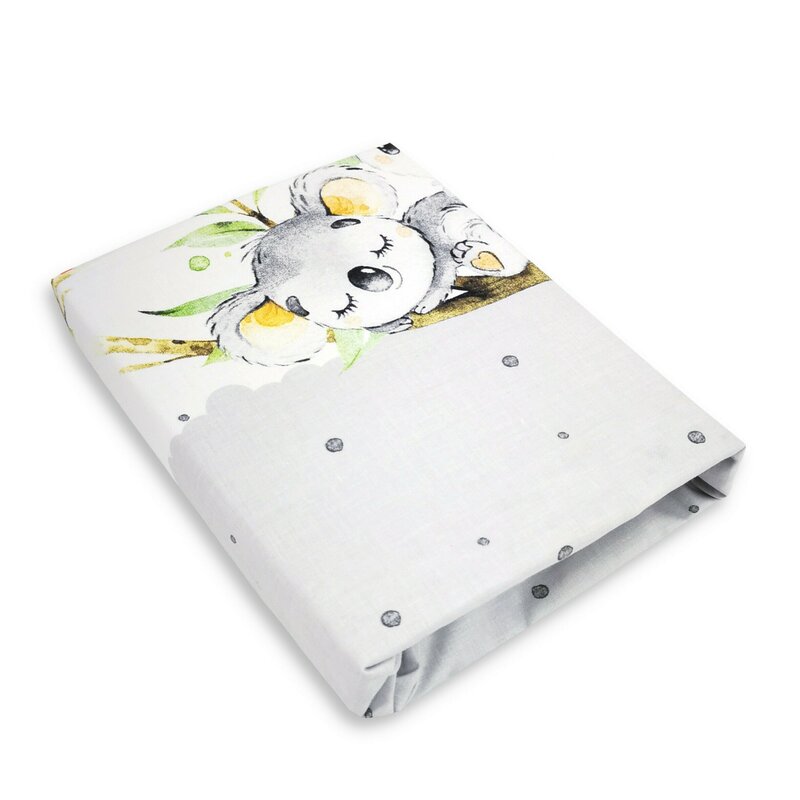 Qmini - Cearceaf cu elastic pentru patut 120X60 cm, Din bumbac, Koala Bear Grey image 1