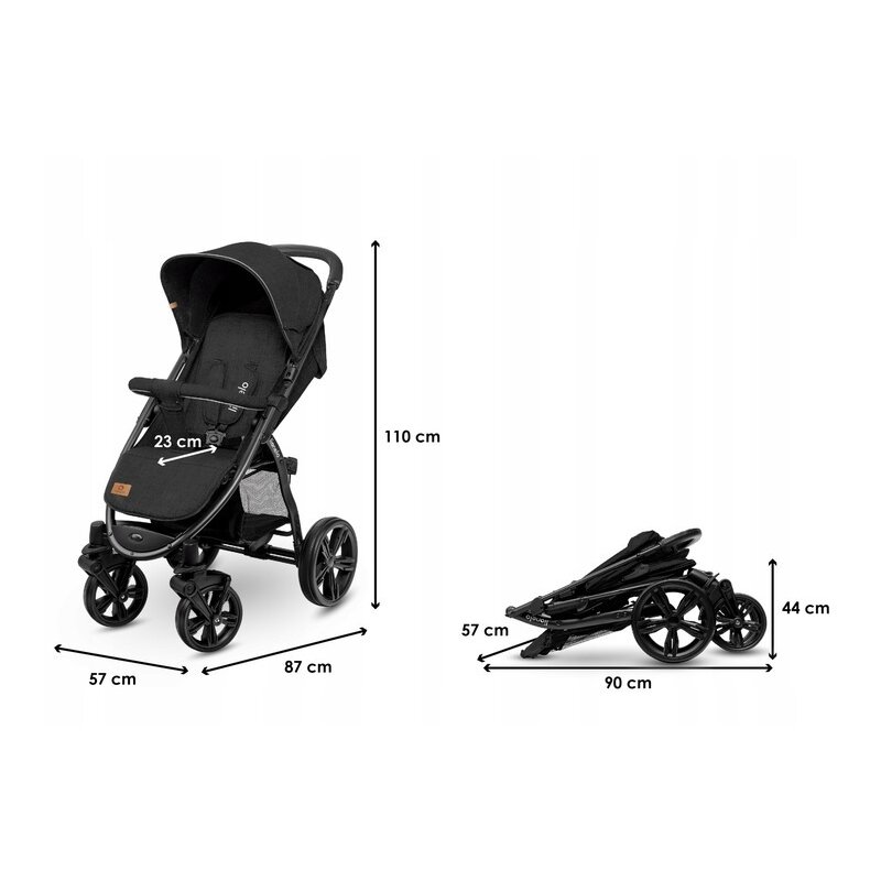 Lionelo - Carucior sport Annet Plus, De la nastere, Cu accesorii, 0- 22 Kg, Negru image 2