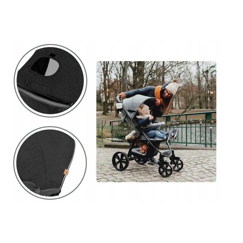 Lionelo - Carucior sport Annet Plus, De la nastere, Cu accesorii, 0- 22 Kg, Negru image 25