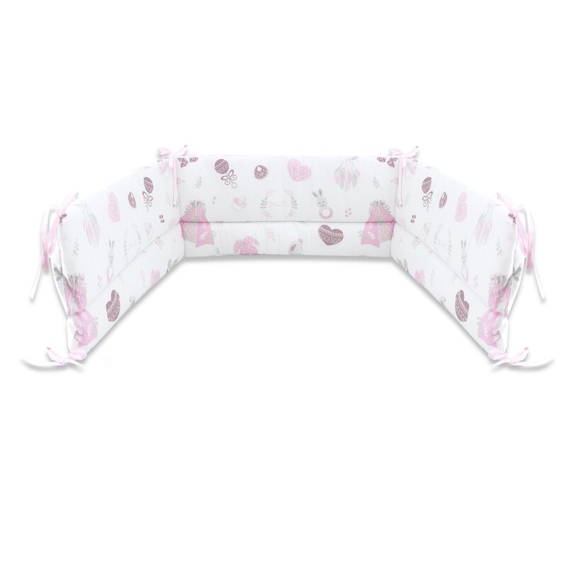 MimiNu - Aparatoare pentru patut 120X60 cm, Din bumbac, Baby Shower Pink image 1