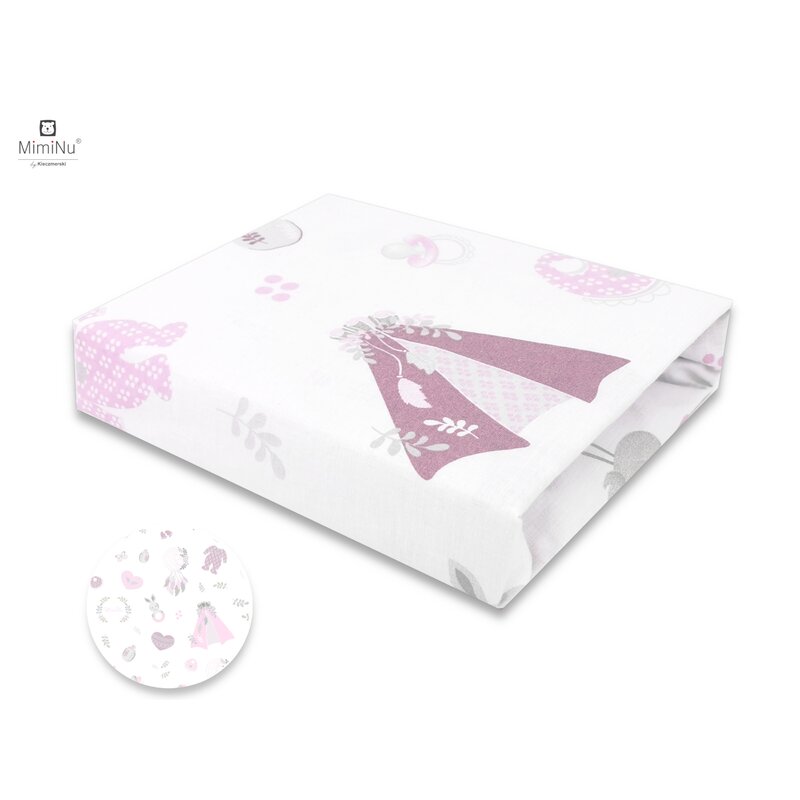 MimiNu - Cearceaf cu elastic pentru patut 120X60 cm, Din bumbac, Baby Shower Pink image 1