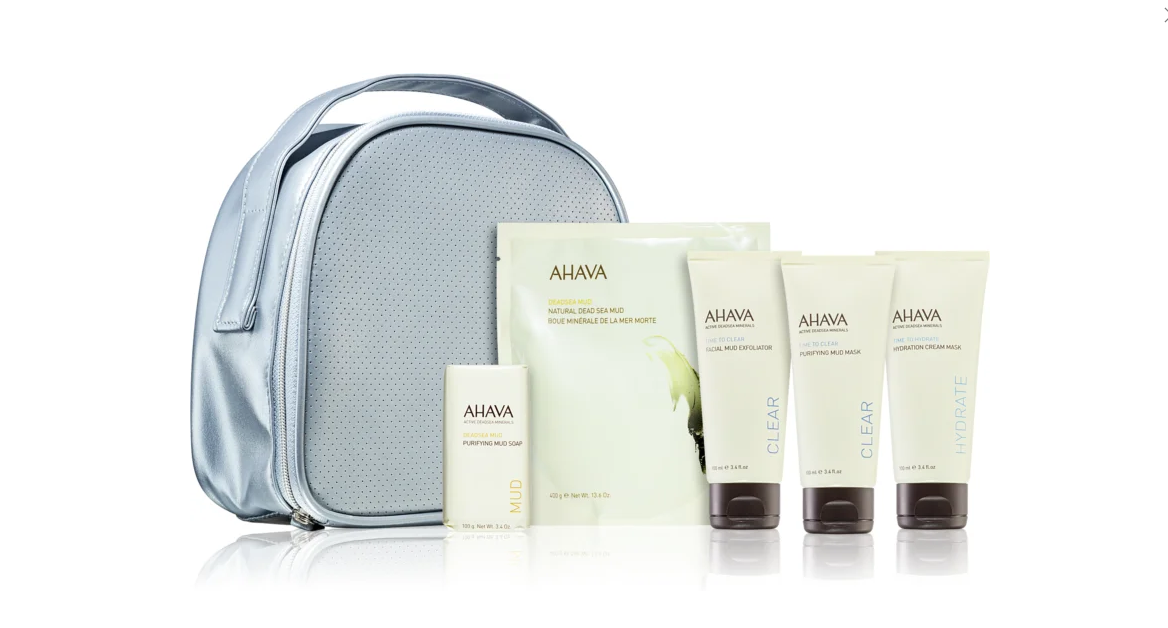 AHAVA Kit Namol Purifiant Face-Body Masca purificatoare cu namol 100 ml Masca cu crema de hidratare 100 ml Exfoliant Facial Mud 100 ml Sapun purificator cana 100 gr Namol natural din marea moarta